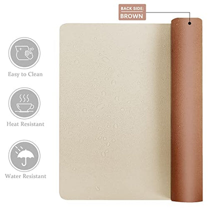 Aothia Double-Sided PU Leather Desk Pad - Non-Slip Large Mouse Pad & Desk Mat for Office, Home - Waterproof, Easy to Clean, Durable Dual-Sided Surface (36" x 17", Beige) - color: Beige, size: 36" x 17"