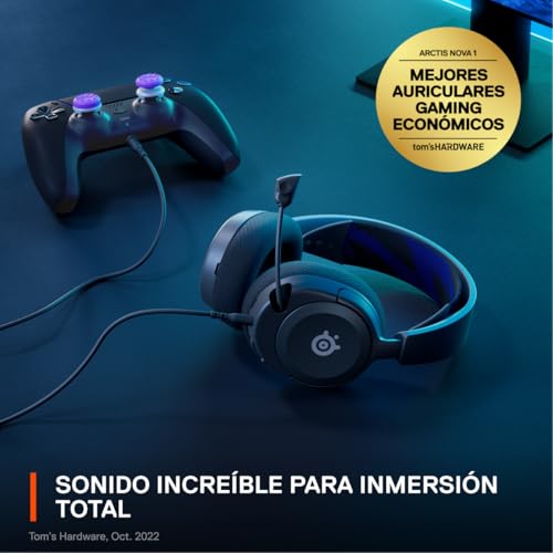 SteelSeries New Arctis Nova 1P Multi-System Gaming wired Headset — Hi-Fi Drivers — 360° Spatial Audio — Comfort Design — Durable — Lightweight—Noise-Cancelling Mic — PS5/PS4, PC, Xbox, Switch - Black - color: Black