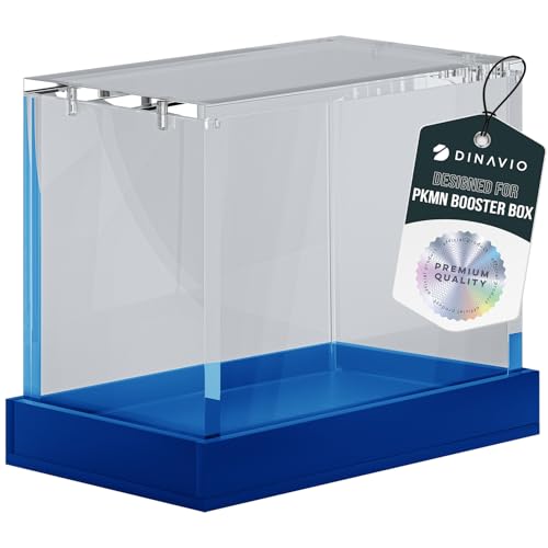 Dinavio Crafthouse PKMN Booster Box Case Acrylic Display - Booster Box Protector Case - 8mm + 5mm Acrylic 5x3mm Magnets - Compatible with PKMN Booster Boxes (Blue Base) - color: Blue Base