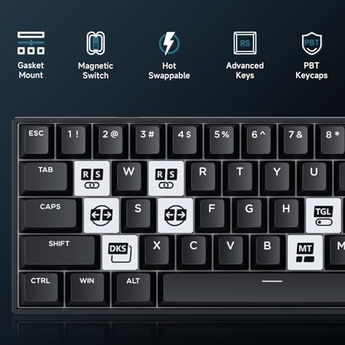MCHOSE Ace 60 PRO Gaming Keyboard 60 Percent, Hall Effect Keyboard Wired, Magnetic Switch Keyboards Rapid Trigger, 8K Polling Rate, Adjustable Actuation Point, RGB Lighting, HotSwap, Black - color: 60Pro-Black TTC Uranus Switch