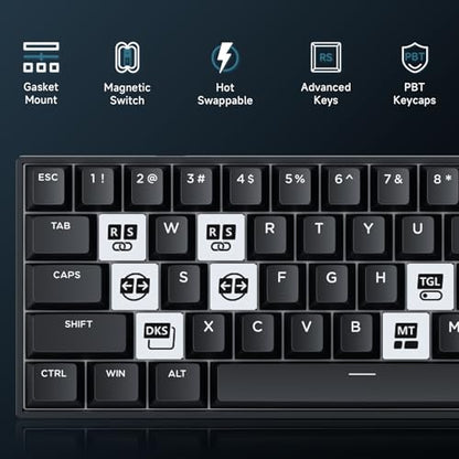 MCHOSE Ace 60 PRO Gaming Keyboard 60 Percent, Hall Effect Keyboard Wired, Magnetic Switch Keyboards Rapid Trigger, 8K Polling Rate, Adjustable Actuation Point, RGB Lighting, HotSwap, Black - color: 60Pro-Black TTC Uranus Switch