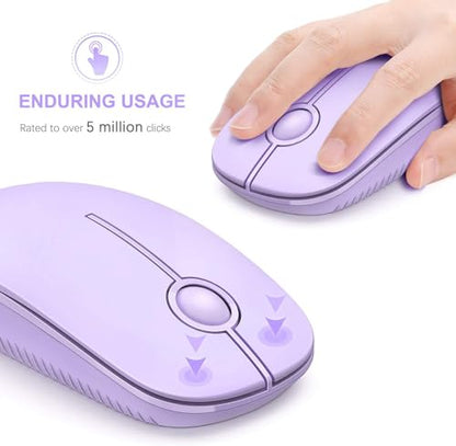 Unipows Wireless Mouse-2.4G Slim Portable Computer Mouse, Purple | Nano Receiver, Less Noise Mobile Optical Mice for Notebook, PC, Laptop, Desktop - color: Pure Purple
