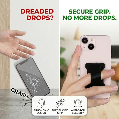 Universal Phone Grip for Smartphones - Phone Holder for Hand for Back of Phone - Wireless Charging Compatible (Black Pink) - 2Pack - color: Black Pink
