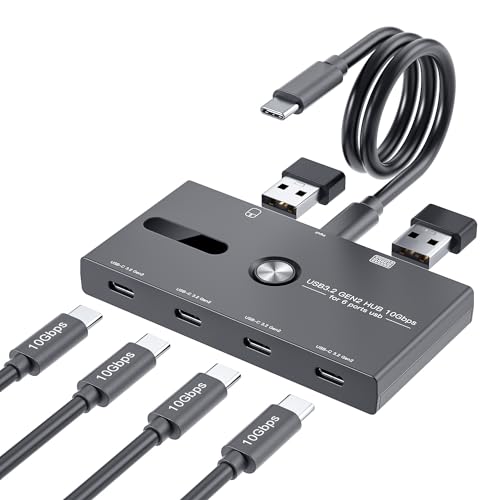 10Gbps USB C Hub, 6 Ports Type C Splitter, USB Type C to USB C/A Adapter for PC, Laptop, MacBook Pro/Air, iMac, Surface Pro, Chromebook, Etc(HUB ONLY, Not Support Charging/Monitor) - size: Type-C and USB-A