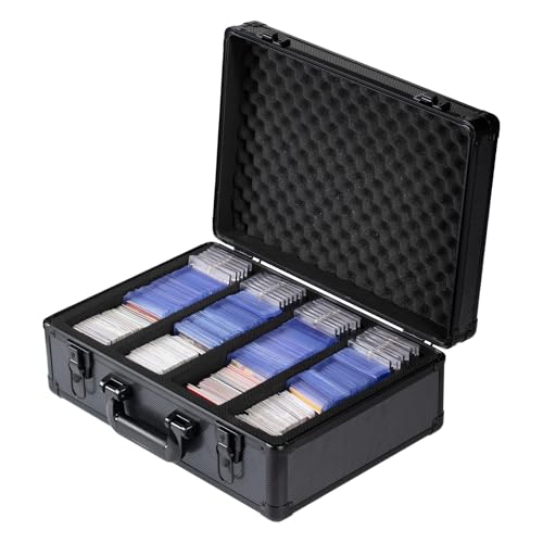 novelinks Trading Card Storage Box for 3" x 4" 35pt Rigid Cards, Toploader Organizer Case, Trading & Sports Cards, Graded & Rating Card Holder Box, with 2 DIY Partitions (4 Card Slots) - size: 4 Card Slots