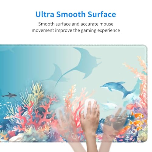 Underwater World Mouse Pad XL Large Mousepad Non Slip Rubber Base Desk Mat for Laptop Computer Gaming 31.5" X 12" - color: Underwater World