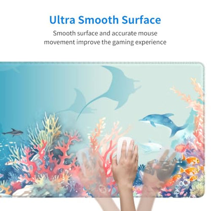 Underwater World Mouse Pad XL Large Mousepad Non Slip Rubber Base Desk Mat for Laptop Computer Gaming 31.5" X 12" - color: Underwater World