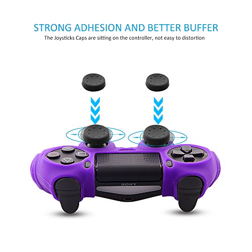 CHINFAI PS4 Controller DualShock4 Skin Grip Anti-Slip Silicone Cover Protector Case for Sony PS4/PS4 Slim/PS4 Pro Controller with 8 Thumb Grips (Purple) - color: Purple