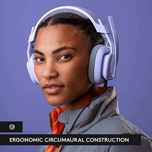 Logitech G Astro A10 Gen 2 Cross-Platform Wired Gaming Headset - Lilac | 3.5mm Headphone Jack, 32mm Drivers, Flip-to-Mute Mic, Over-Ear Cup Design - color: Lilac