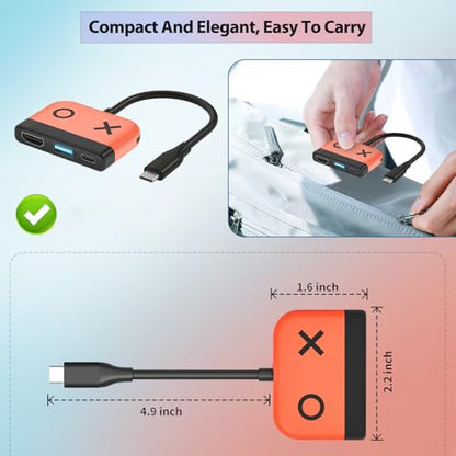Switch Dock for Nintendo Switch 2,Portable TV Docking Station Replacement with 4K/60HZ HDMI TV USB 3.0 Port and USB C Charging,Compatible with Nintendo Switch 1/2/OLED Steam Deck - color: Red