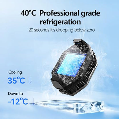 Phone Cooler for Gaming, 27W iPhone Cooling Fan with RGB LED Semiconductor Heatsink Cooling Case Enfriador para Celular, for iPhone/Android Phone Gaming, Live Streaming, AI Smartphone Temperature