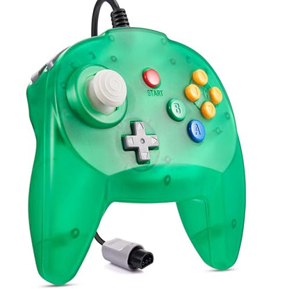 KIWITATA Retro Mini N64 Controller, N64 Wired Remote Bit Game Pad Upgraded Joystick Controller for Classic N64 Console Clear Green - color: green