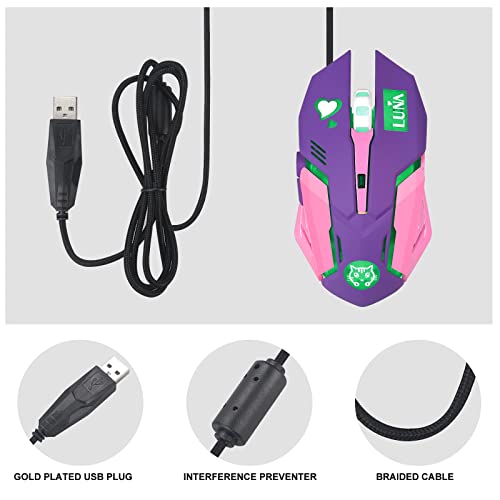 HXMJ Purple Wired USB Computer Mouse,7 Colors Backlit,Silent Buttons for MacBook,Computer PC,Laptop - color: Purple