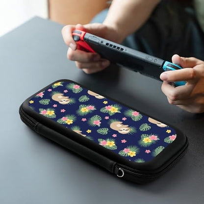 PPIKTC Protective Carrying Case for Switch, Travel Game Console Holder Bag with 15 Game Cartridges, Cute Sloths - color: Design (207)