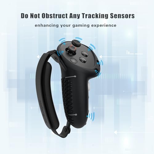 SoJumpvr Controller Grips Cover Compatible with Meta Quest 3S/Quest 3 Accessories, Hand Strap with Battery Opening, Knuckle Straps with Widen and Thicken Sponge(Not for Charging Dock) (Black) - color: Black