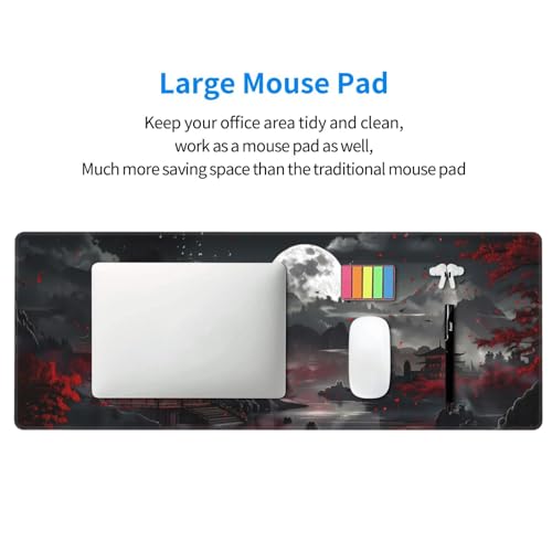 Extended Gaming Mouse Pad, Large Desk Mat XL Anime Mouse Pad Waterproof with Stitched Edges, Non-Slip Desktop Pad for Home and Office, Level Up Your 31.5x11.8 Inch (Night Lake) - color: Night Lake