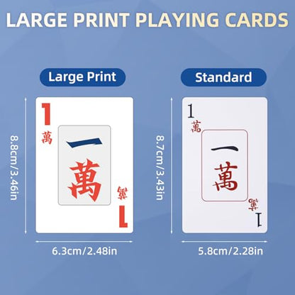 144-Pcs China Mahjong Playing Cards - Waterproof & Non-Slip PVC Material, Large Font for Easy Reading, Durable & Portable, Ideal for Beginners & Elderly, Perfect for Travel, Camping[專業中式麻將] - style: Chinese Mahjong Playing Cards