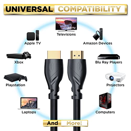 PowerBear 4K HDMI Cable 20 ft 1 Pack Long Hdmi Cable, Braided Nylon & Gold Connectors, 4K @ 60Hz, Ultra HD, 2K, 1080P, ARC & CL3 Rated | for Laptop, Monitor, PS5, PS4, Xbox One, Fire TV, & More - size: 20.0 ft