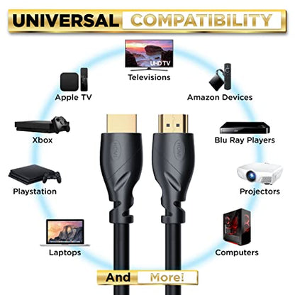 PowerBear 4K HDMI Cable 20 ft 1 Pack Long Hdmi Cable, Braided Nylon & Gold Connectors, 4K @ 60Hz, Ultra HD, 2K, 1080P, ARC & CL3 Rated | for Laptop, Monitor, PS5, PS4, Xbox One, Fire TV, & More - size: 20.0 ft