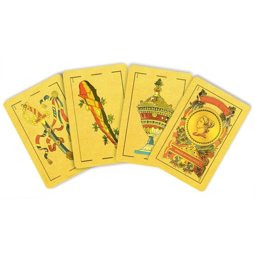 CDBXRA Spanish Playing Cards, Original Spanish Cards Games Deck of Cards | Briscas Cards Puerto Rico Mexican Playing Cards (Gold x 2) - color: Gold X 2