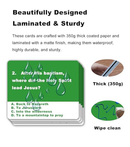 Docdeer 192 Bible Story Trivia Quiz Question Game Cards | 20 Famous Bible Story | Relay Trivia Board Games | Bible Study & Biblical Knowledge Trivia Cards | Christian Gifts for Women Men & Families