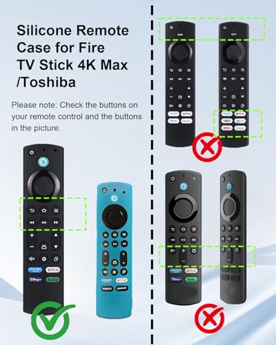 2-Pack Silicone Remote Cover for Toshiba/Insignia, Green & Blue | Soft Silicone TV Remote Controls, Anti-Slip & Drop-Resistant, Includes Lanyard for Easy Carrying, for Toshiba Remote - color: Green + Blue