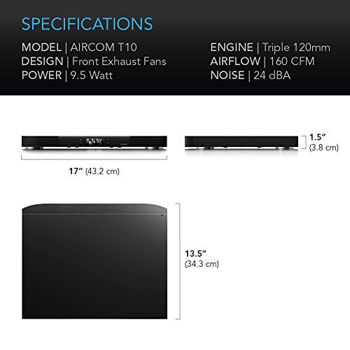 AC Infinity AIRCOM T10, Quiet Cooling Blower Fan System 17" Front-Exhaust | For Receivers, Amps, DVR, AV Cabinet Components, Compatible with Digital Video Recorder - size: 17" Front-Exhaust, style: Smart Controller