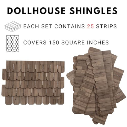 Miniature Roof Shingle Strips for 1:12 Scale Dollhouse Roofing | Set of 25 strips, REDUCIO! - color: Creamy Gray