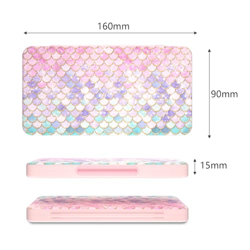 Switch Game Case 24, Switch Game Card Box Holder, Switch OLED Game Case Storage,Soft Lining Rubber and Portable Switch Game Holder - Fish Scales - color: Pink fish scales