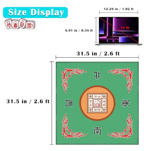 Mahjong Mat, Mahjong Table Mat for Tile Game, 31.5 in x 31.5 in Anti Slip and Noise Reduction Table Cover for Poker Card Board and Dominoes(Green) - color: C-green