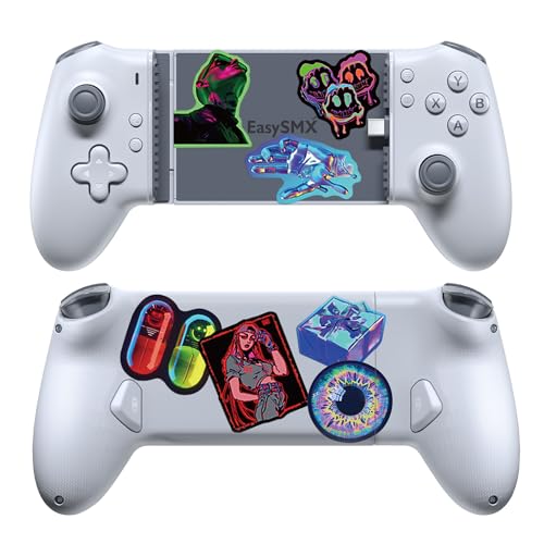 EasySMX M15 Mobile Gaming Controller for Android/iPhone 15 Series,Android Controller with Hall Trigger/Joysticks for COD（DIY Punk Graffiti） - color: White（Punk Graffiti）