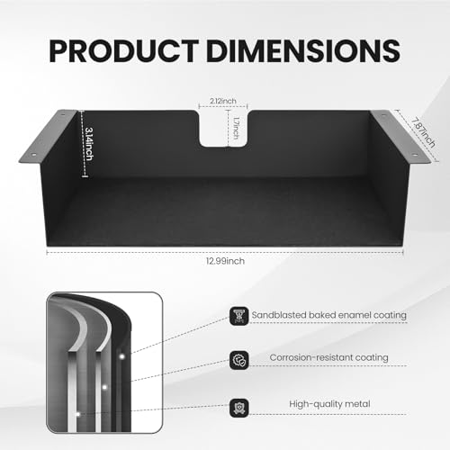 2 Pack Under Desk Shelf - 13 Inch Under Desk Storage Shelf, Metal -Under Desk Organizer - Under Shelf Storage for Office Tables & Workstations