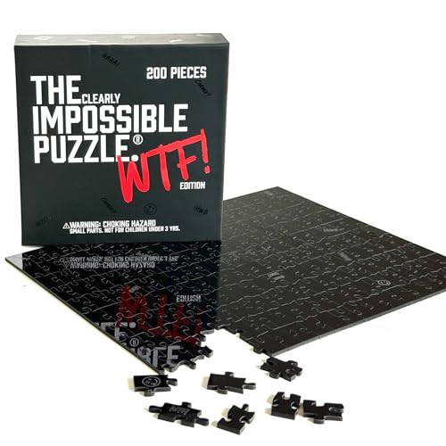 The Clearly Impossible Puzzle 100, 200, 500, 1000 Pieces Hard Puzzle for Adults Cool Difficult Clear Brain Teaser - Difficult Funny for Adults (200 Piece WTF Edition) - size: 200 Piece WTF Edition