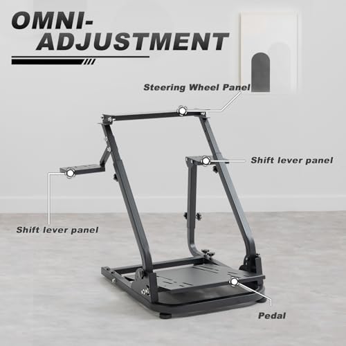 Hottoby Racing Steering Wheel Stand Foldable & Dual Shift Levers Fit for Logitech G25 G27 G29 G920 G923, for Thrustmaster T150 T248 T300 Multi-level Easy Storage & Install Cockpit,No Wheel & Pedals