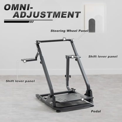 Hottoby Racing Steering Wheel Stand Foldable & Dual Shift Levers Fit for Logitech G25 G27 G29 G920 G923, for Thrustmaster T150 T248 T300 Multi-level Easy Storage & Install Cockpit,No Wheel & Pedals