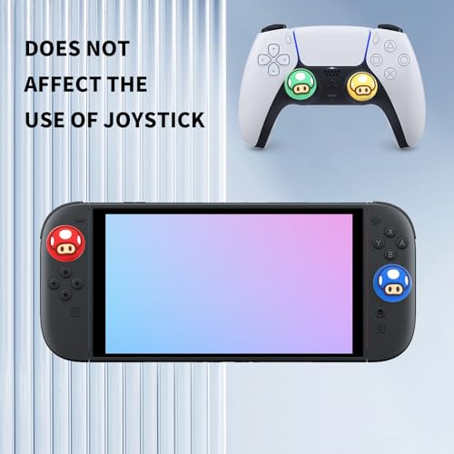 PERFECTSIGHT Cute Thumb Grip Caps for Switch 2, PS5 PS4 Xbox Series X/S Xbox One Switch PRO Controller Steam Deck, 4PCS Soft Rubber 3D Thumbsticks Button Joystick Cover, Mushroom - color: Multicolor Mushroom