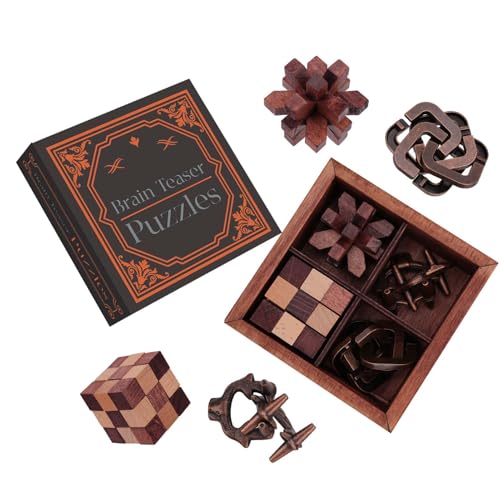 Brain Teaser Puzzles for Adults Teens - Brain Teaser Puzzles with Wooden Box 3D Puzzle Game Toys for Adults Teens - Unlock Interlocking Brain Teaser Puzzle Adults Teens IQ Education Smart Toys - color: Style D