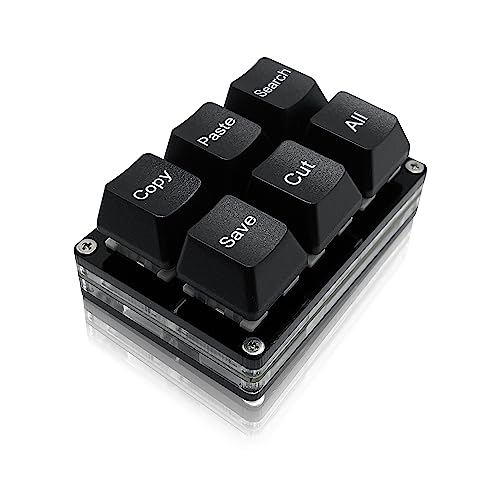 BTXETUEL Copy Paste Search Save Cut All 6-Key Keyboard One Handed OSU Keypad Programmable Mechanical Shortcut Macro Keyboard for Working and Gaming (Black) | Hot-swappable Mini Mechanica RGB Keypad for Macros and Rhythm Games Office Work Shortcut Keys - c