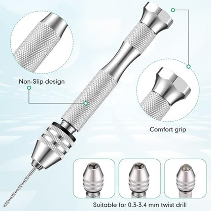Mudder 57pcs Micro Drill Bits & Pin Vise Set, 46 Pcs Hand Twist Drills and 10 Pcs PCB Mini Cutting Bits for Resin, Beads, Polymer Clay, Craft, DIY Jewelry, Model Making Projects(Silver) - color: Silver