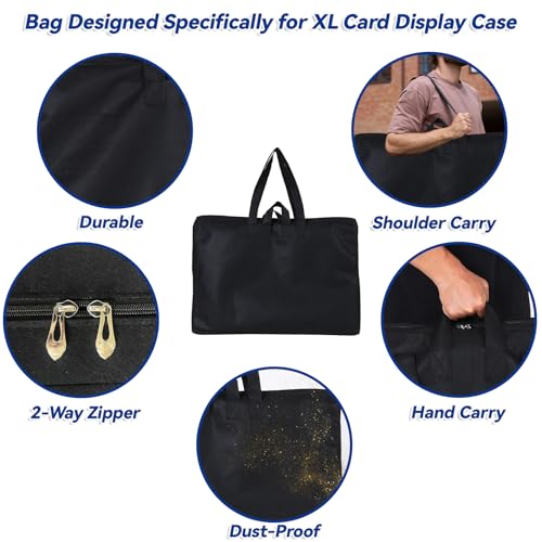 34"x22" Aluminum Card Display Case for Baseball MTG Collectible Cards with Bag, XL Table Top Trade Show Display Case with Lock for Graded Sports Card Jewelry Craft Collectibles-Black Lining