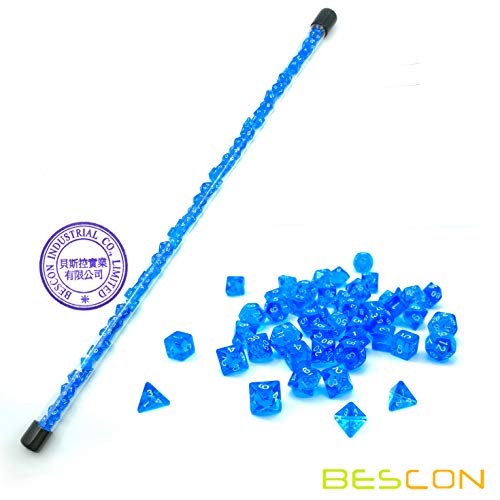Bescon 49pcs Gem Blue Mini Polyhedral Dice Set in Long Tube, Sapphire Mini for Dungeons and Dragons RPG Dice 7X7pcs, Long Stick Set - color: 7x7 49pcs Gem Blue Tube