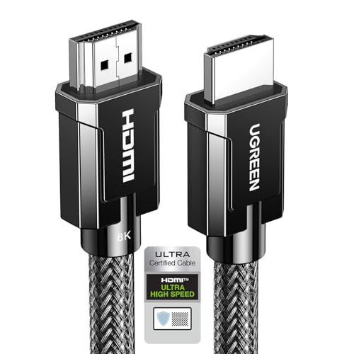 UGREEN 8K HDMI 2.1 Cable Certified 48Gbps 240Hz Ultra High Speed Cord 16FT | 10K 8K@60Hz, 4K 240Hz, Braided, HDCP 2.2&2.3 eARC HDR Dolby, Compatible With PS5, Xbox X, Switch 2, Roku, Mac mini M4 Pro - size: 16FT