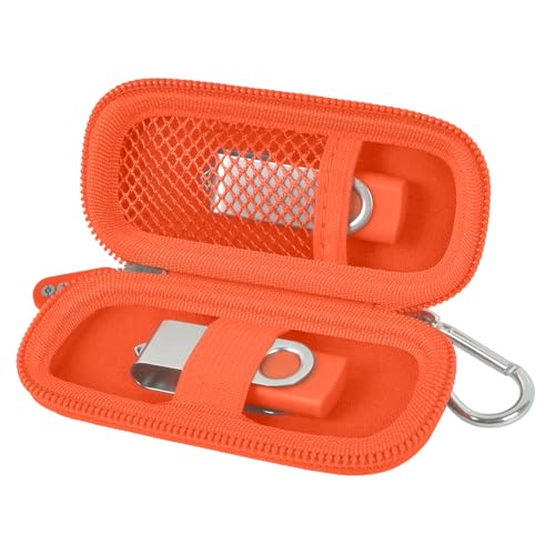 USB Flash Drive Case, SD Card/Thumb Drive/Memory Cards Holder, Bag Only | SDXC/SDHC Storage, Electronic Accessories Organizer for SanDisk / for Samsung, for Students/IT/Office/School/Travel, Orange - color: Orange