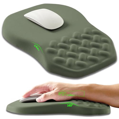 Ergonomic Slope Mouse Pad Wrist Support, Wrist Rest Mousepad for Carpal Tunnel Pain Relief with Massage Bulge and Slow Rebound Memory Foam (12x8 inch, Olive Green) - color: Am020-olive Green