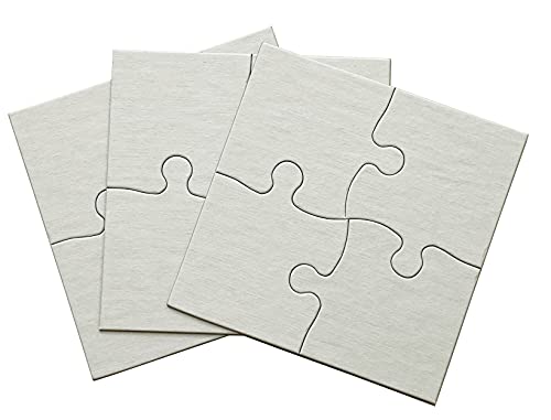 Inovart Lil' Ones 4-Piece Blank Puzzle, 12 Puzzles Per Package, 4" x 4", White - size: 4 Pieces (4 x 4 in), style: 12 Puzzles Per Package
