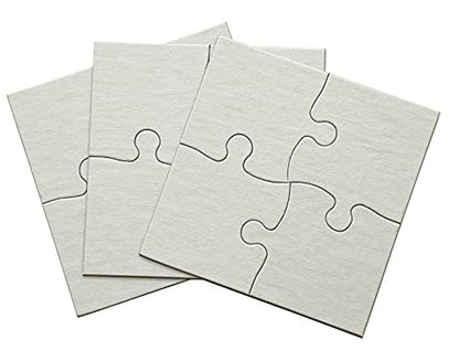 Inovart Lil' Ones 4-Piece Blank Puzzle, 12 Puzzles Per Package, 4" x 4", White - size: 4 Pieces (4 x 4 in), style: 12 Puzzles Per Package
