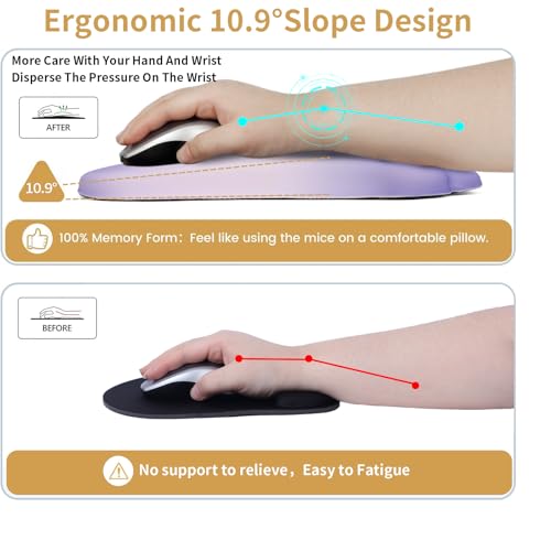L-SPOUTTO Ergonomic Mouse Pad with Wrist Rest,Cute Mouse Pad Wrist Support | Cat Paw Comfortable Massage Design,Computer Pain Relief Mousepad with Non-Slip PU Base for Desk Laptop Gaming,Gradient Purple - color: Gradient Purple