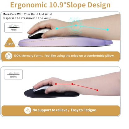 L-SPOUTTO Ergonomic Mouse Pad with Wrist Rest,Cute Mouse Pad Wrist Support | Cat Paw Comfortable Massage Design,Computer Pain Relief Mousepad with Non-Slip PU Base for Desk Laptop Gaming,Gradient Purple - color: Gradient Purple