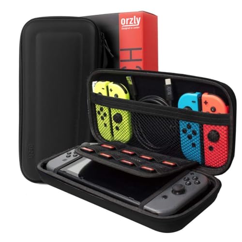 Orzly Switch 1 / Switch OLED Accessories Bundle – Case & Screen Protector for Nintendo Switch 1 (2017-2024 Console) Charge Cable, Game Holder, Comfort Grip Case, Headphones & More – Gift Box Edition - size: 6.2 inch Switch 1