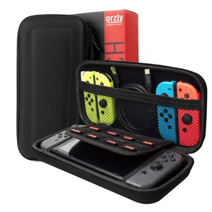 Orzly Switch 1 / Switch OLED Accessories Bundle – Case & Screen Protector for Nintendo Switch 1 (2017-2024 Console) Charge Cable, Game Holder, Comfort Grip Case, Headphones & More – Gift Box Edition - size: 6.2 inch Switch 1
